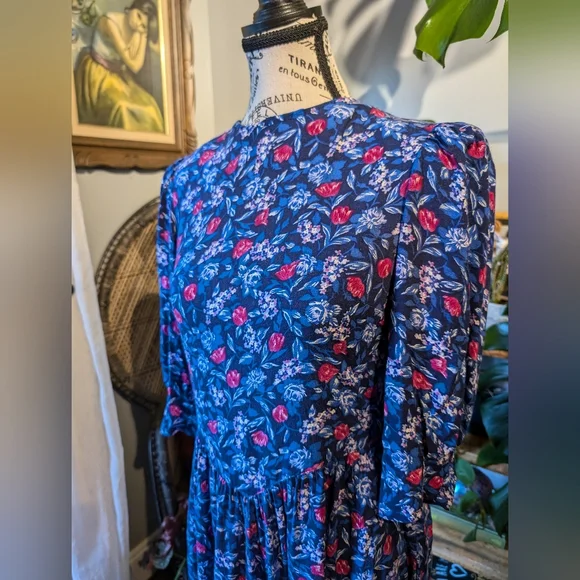 Vintage Karin Stevens Petites Floral Cottagecore Prairie Dress Size 6 - Picture 3 of 9